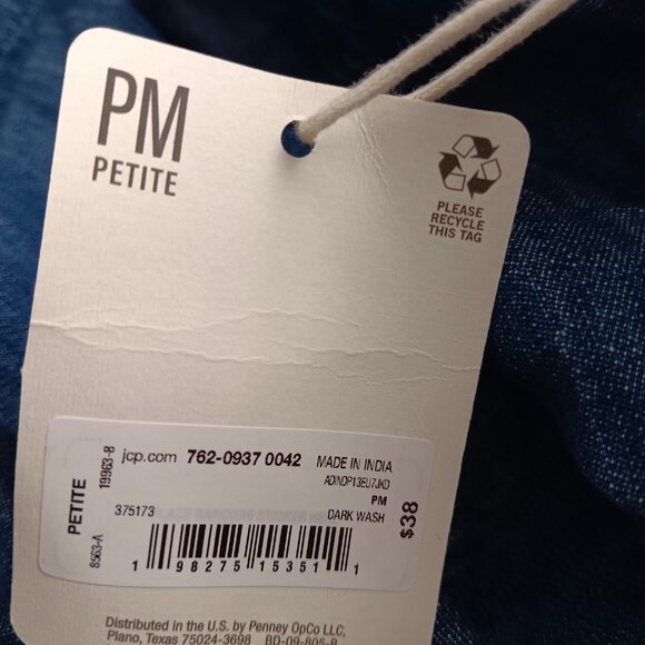 a.n.a Denim Womens U Neck Short Sleeve Blouse, Dark Wash Sz PM - Picture 4 of 8